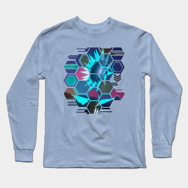 Cyber Flower Dark Long Sleeve T-Shirt by Tarasevi4